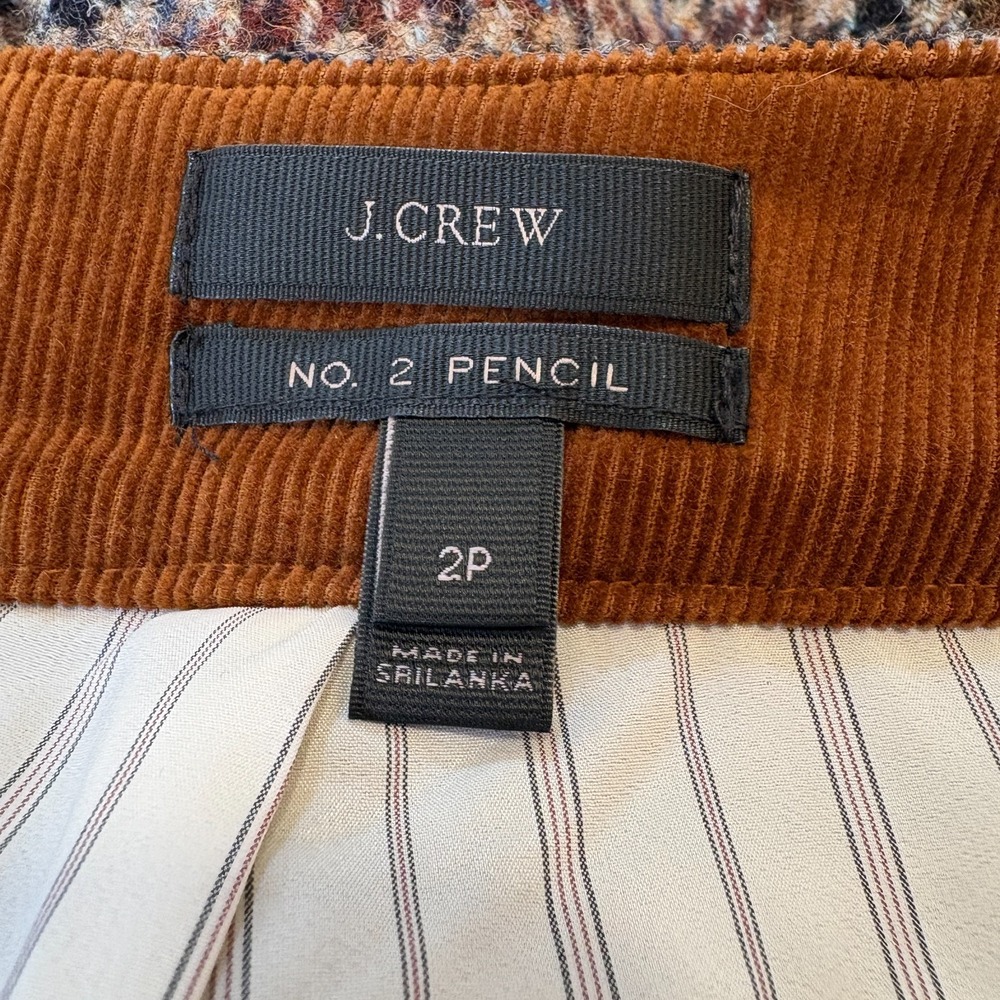 J. Crew No. 2 Pencil Black/Tan Multi Houndstooth 100% Wool Blend Skirt Lined Sz2 - Picture 4 of 8
